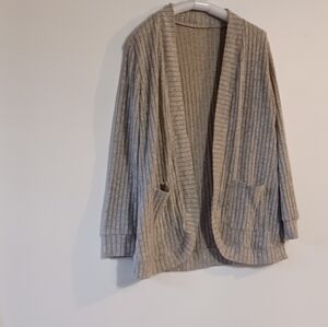 Lightweight Ribbed Cardigan Sweater with Pockets